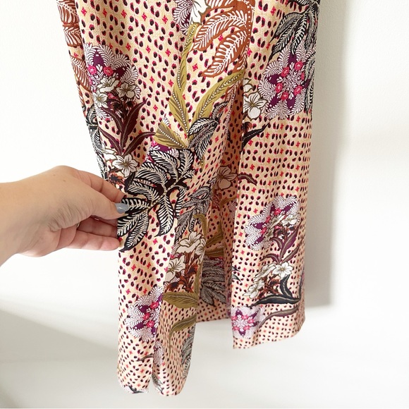 Zara Off The Shoulder Ruffle Top Floral Printed Midi Slip Dress Multi Color XS - Picture 7 of 9